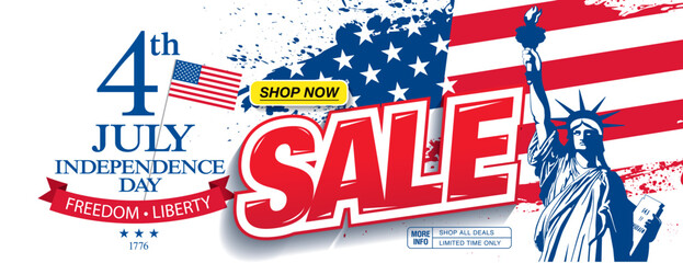 fourth of july. independence day sale banner template design