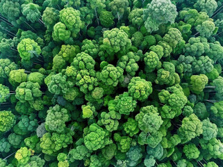 Imagine an image showcasing a close-up view of fresh broccoli, highlighted by its vibrant green color and intricate patterns that resemble natural fractals This broccoli, set against a white backgroun