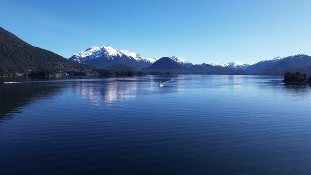 4k 23.98fps aerial video of beautiful Sitka, Alaska.  Pacific Ocean winds through mountainous islands.  Footage captured in March of 2024.