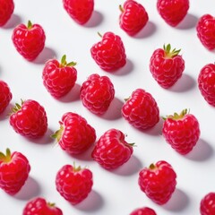 Raspberry in the shape of a heart on a white background