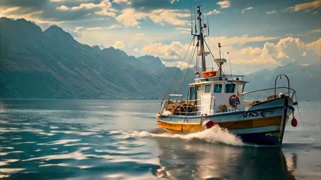 video fishing boat in the middle of the sea