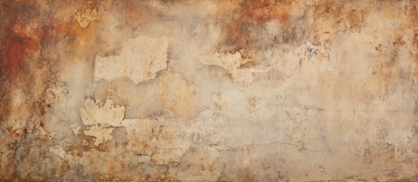 Detailed close-up of an old wall showing signs of deterioration with peeling and rusted paint layers