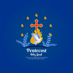 Naklejka premium Vector illustration of Pentecost social media feed template