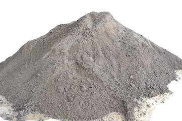A pile of ash or sand material left over from burning coal or called 'Bottom Ash' isolated on a transparent background