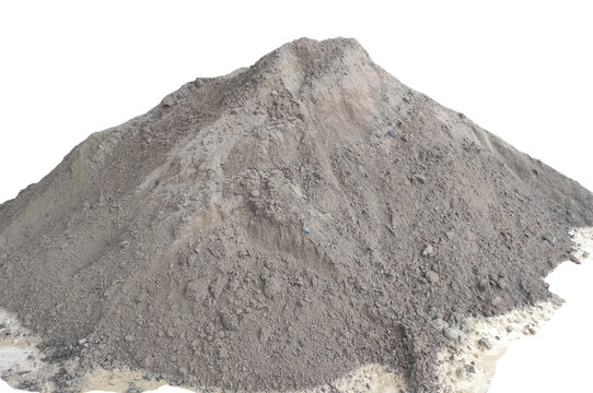 A pile of ash or sand material left over from burning coal or called 'Bottom Ash' isolated on a transparent background