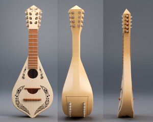 Incorporate the intricate design of a traditional Balalaika instrument  3d - obrazy, fototapety, plakaty