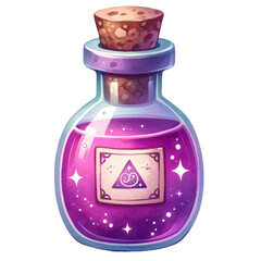 Mystical poison bottle, toxic bottle, Magic Bottle, watercolor texture style