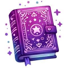 Cute purple magic book , witchcraft tool, for halloween decoration 
