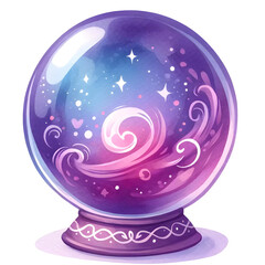 Purple witch ball, witchcraft item, purple sphere 