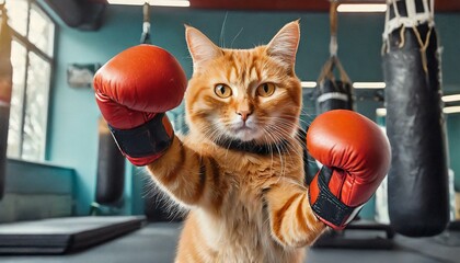 オレンジ猫のファイトポーズ ボクシング ジム