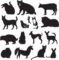 Set of Animals Black Silhouettes