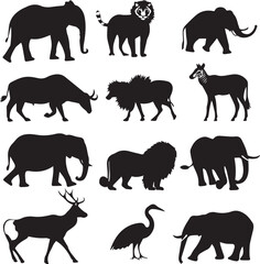 Set of Animals Black Silhouettes