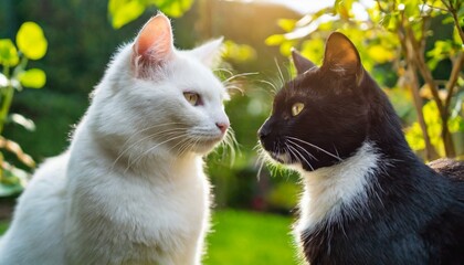 白猫と黒猫の対面