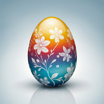 Beautiful easter egg, transparent background,  colorful background