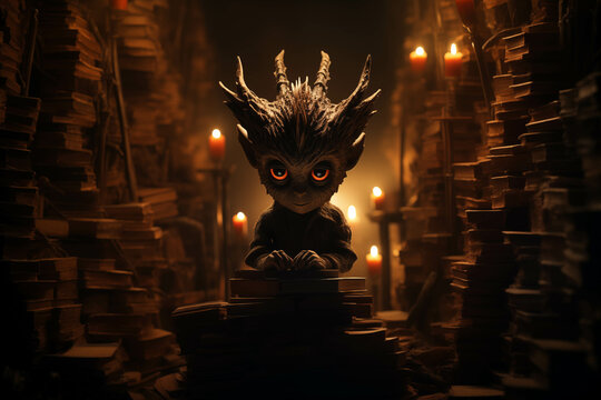 Half-human, half-demon monster Who is studying textbooks.