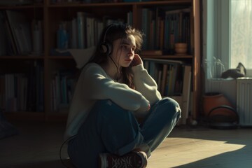 Obraz premium loneliness: capturing the emotional landscape of solitude, isolation, and the human experience of being alone in poignant, introspective moment.