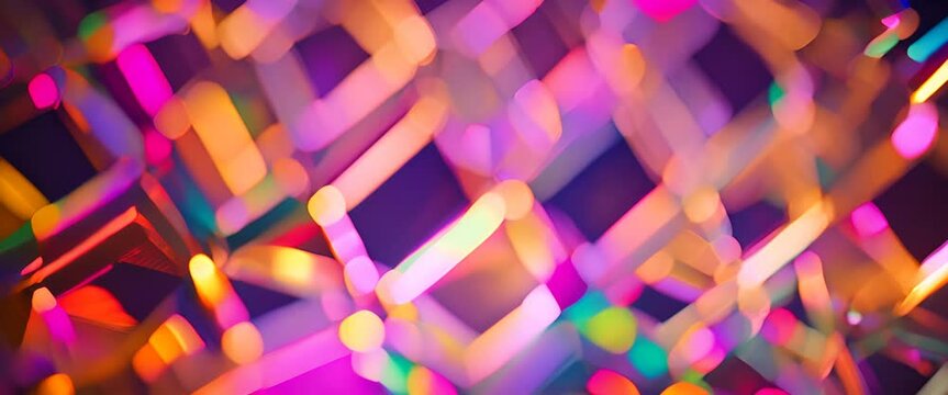colorful lines of light connected by dots of light and forming triangles and pentagons