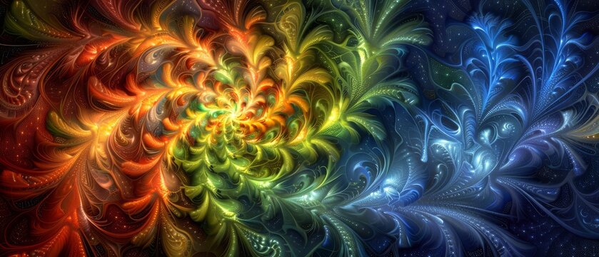  A blue, orange, yellow, and green fractal pattern generated by a computer
