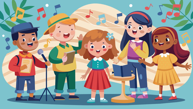 group song vector illustration