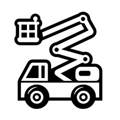 cherry picker as a simple single icon logo vector illustration, isolated on transparent background