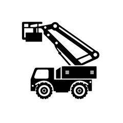 cherry picker as a simple single icon logo vector illustration, isolated on transparent background