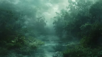 Fototapeten Enchanted forests shrouded in perpetual mist © AlexCaelus