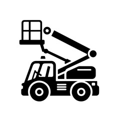 cherry picker as a simple single icon logo vector illustration, isolated on transparent background