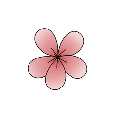 A pink flower with a white background. The flower is drawn in a simple style with a focus on its shape and color. Concept of simplicity and elegance, as well as a focus on the beauty of nature