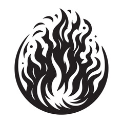 illustration with fire silhouette isolated on white