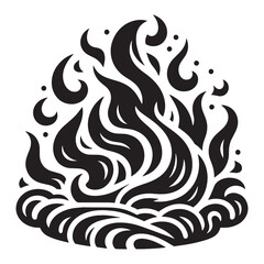 illustration with fire silhouette isolated on white