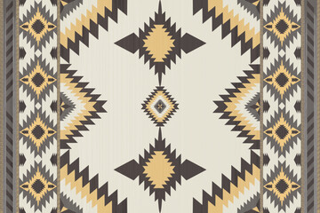 Navajo tribal vector seamless pattern. Native American ornament. Ethnic South Western decor style. Boho geometric ornament. Vector seamless pattern. Mexican blanket, rug. Woven carpet illustration - obrazy, fototapety, plakaty