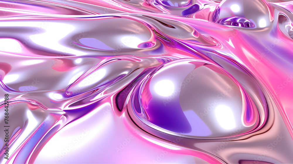 Wall mural Digital technology liquid metal forms purple abstract graphics poster web page PPT background with generative