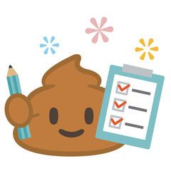チェックシートを持つうんちのイラスト