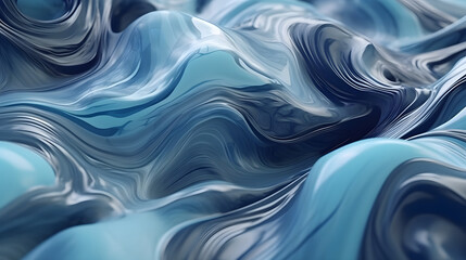 Digital technology liquid metal forms blue abstract graphics poster web page PPT background with generative