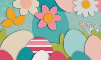 Fototapeta premium Easter eggs and flowers /Happy Easter texture