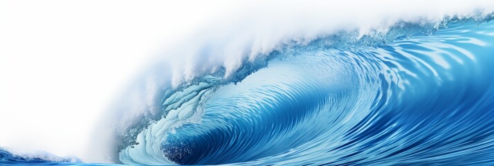 Banner with stunning and majestic ocean wave. White background