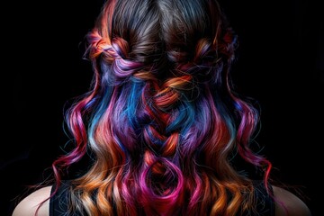 Beautiful hairstyle of woman after dyeing hair.
