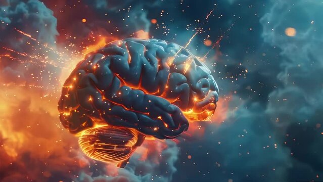 Explore the human brain through an animated 3D scientific illustration, showcasing intricate details and dynamic functionalities