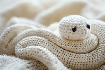毛糸の蛇の人形「AI生成画像」