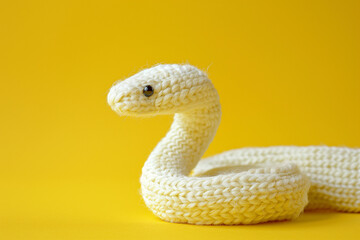 Fototapeta premium 毛糸の蛇の人形「AI生成画像」