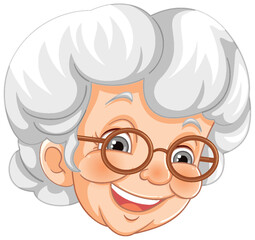 Vector illustration of a smiling elderly woman.