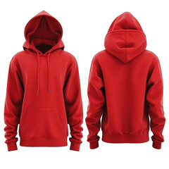 Red hoodie jacket mock up isolated on white background. 3d rendering, 3d illustration. isolated, transparent background png