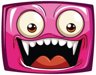 Türaufkleber Vibrant pink monster with a big smile © GraphicsRF