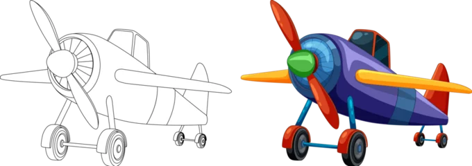 Foto auf Alu-Dibond Illustration of an airplane, from outline to color © GraphicsRF