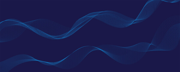 Abstract vector background with blue wavy lines. Blue wave background. Blue lines vector illustration. Curved wave. Abstract wave element for design.
