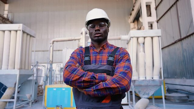 Portrait of african american worker in factory industries