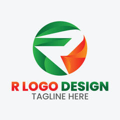 R letter logo design icon branding free