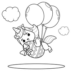 Easter unicorn coloring page for kids