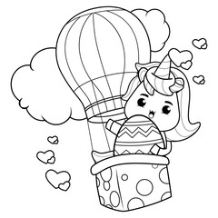 Easter unicorn coloring page for kids