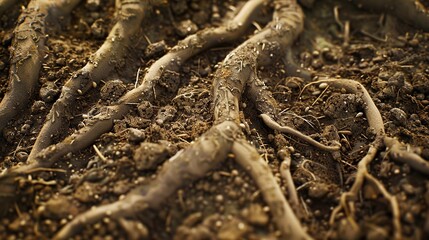 Close Up of Tree Roots in Soil. Cut, Root, Brown, Closeup, Dirt, Earth, Ecology, Ecological, Environment, Environmental, Groud, Nature, Plant, Surface, Structure, Growing
